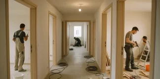 ekipy wykończeniowe rotują między mieszkaniami przy seryjnym wykończeniu wielu lokali